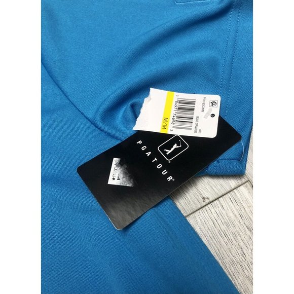 PGA Tour Blue Golf Shirt Polo Mens Medium NWT New Casual Collar - Picture 3 of 7